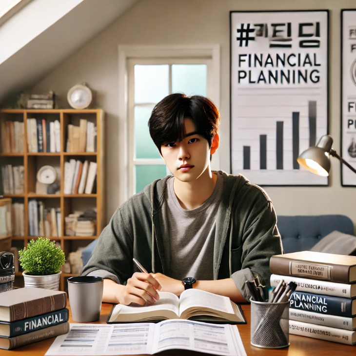 열심히 공부하는 젊은 학생