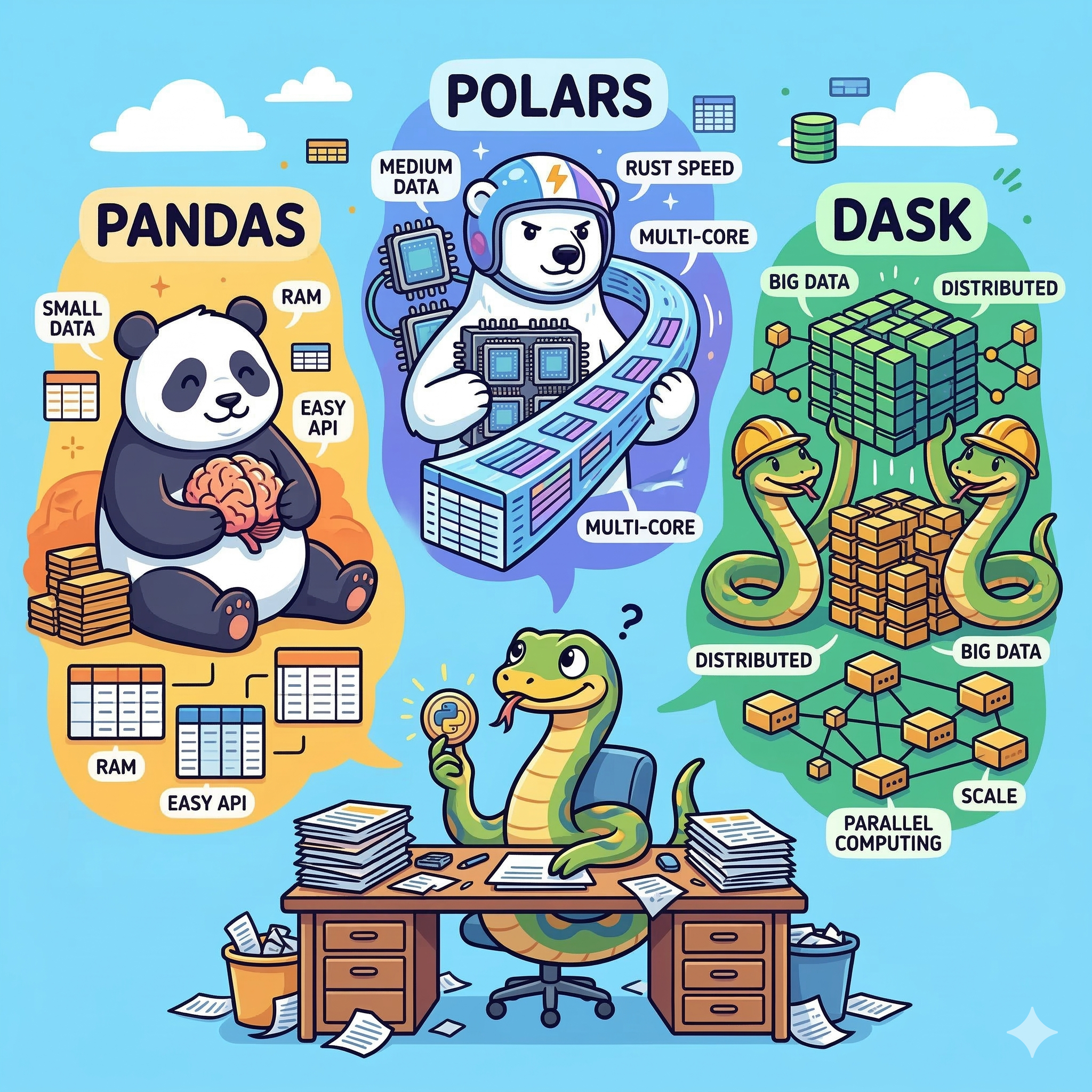 Pandas, Polars, Dask 선택