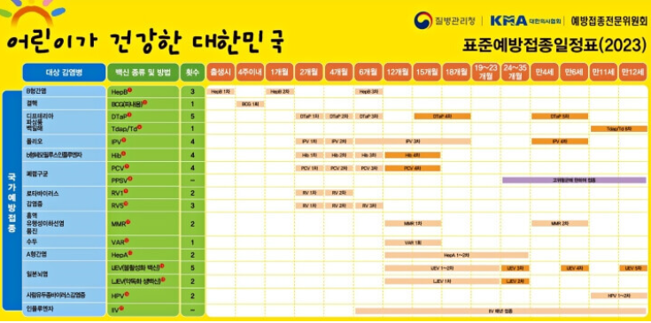 표준 예방접종표