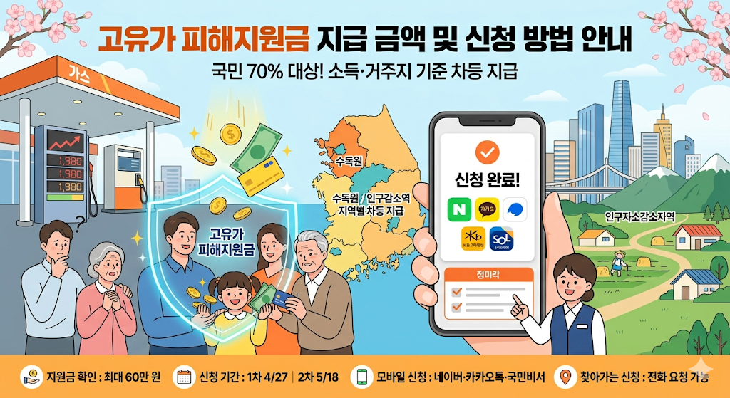 고유가 피해지원금 지급 금액 및 지역별 신청 방법 안내