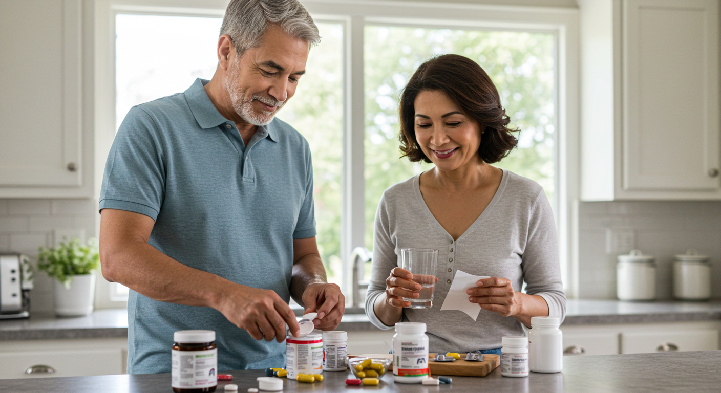 영양제 챙기는 남여