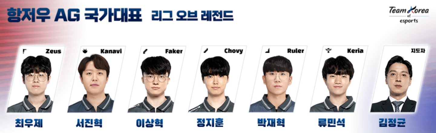 아시안게임 리그 오브 레전드 국가대표 선수단