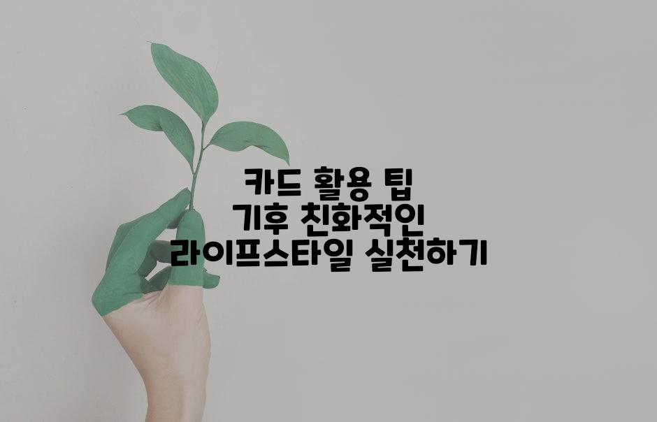 카드 활용 팁 기후 친화적인 라이프스타일 실천하기