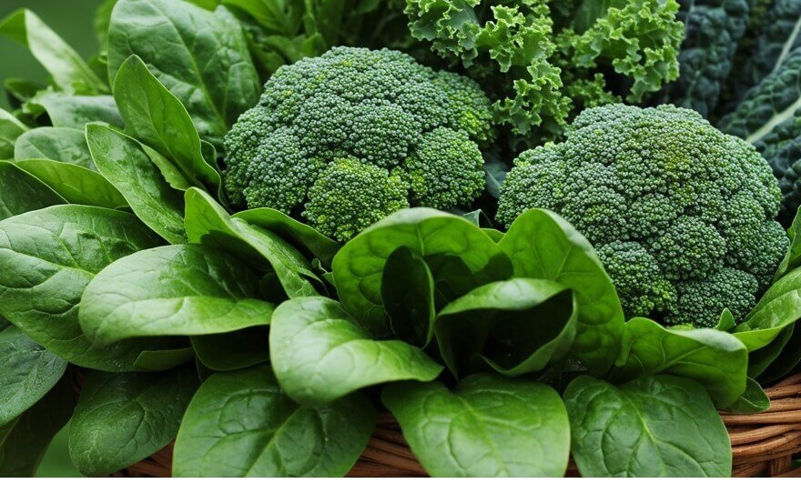 브로콜리, 시금치, 케일, 바구니, 초록색