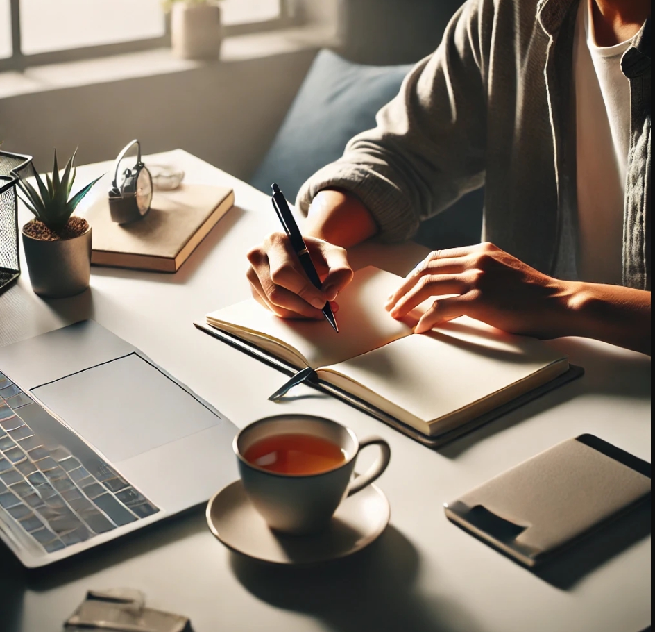 글을 쓰고 있는 남자