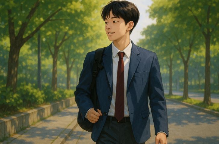 산책하는 고등학생의 모습