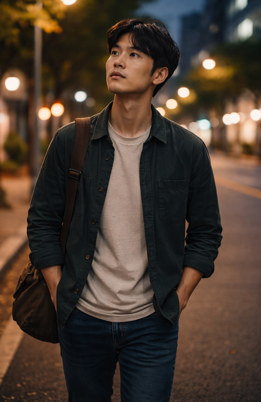 경제 상황에 대해 고민하며 걸어가는 사람의 모습, 개인이 느끼는 체감 경제의 불확실성 표현