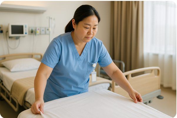 병동 정리하는 간호조무사 모습