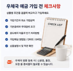 우체국 예금 구매 목적 가입 전 확인사항