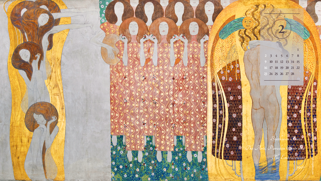 04 베토벤 프리즈, 예술, 천국의 합창단, 포옹 A - 2025년2월 노트북배경화면