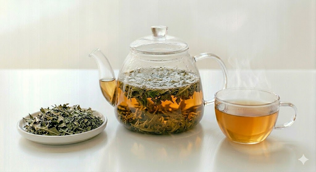 맛을 줄이고 위장 평활근을 이완시켜 식후 더부룩함과 소화 불량을 빠르게 해결하는 민들레잎 페퍼민트 블랜딩 차