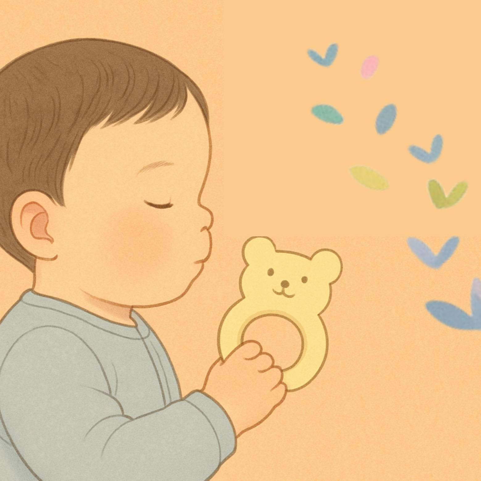 우리 아기 첫 유치와 치발기 이미지