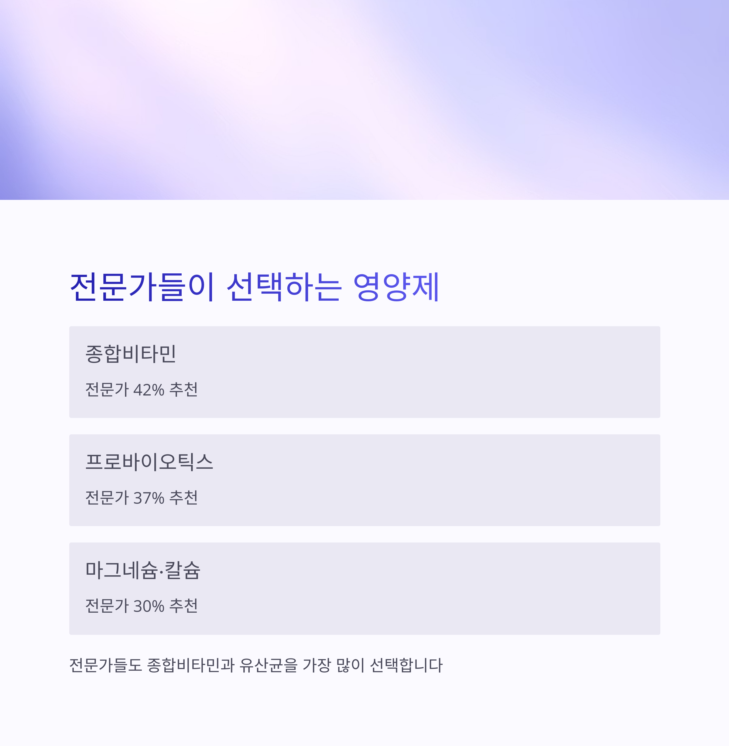 전문가들이 선택하는 영양제