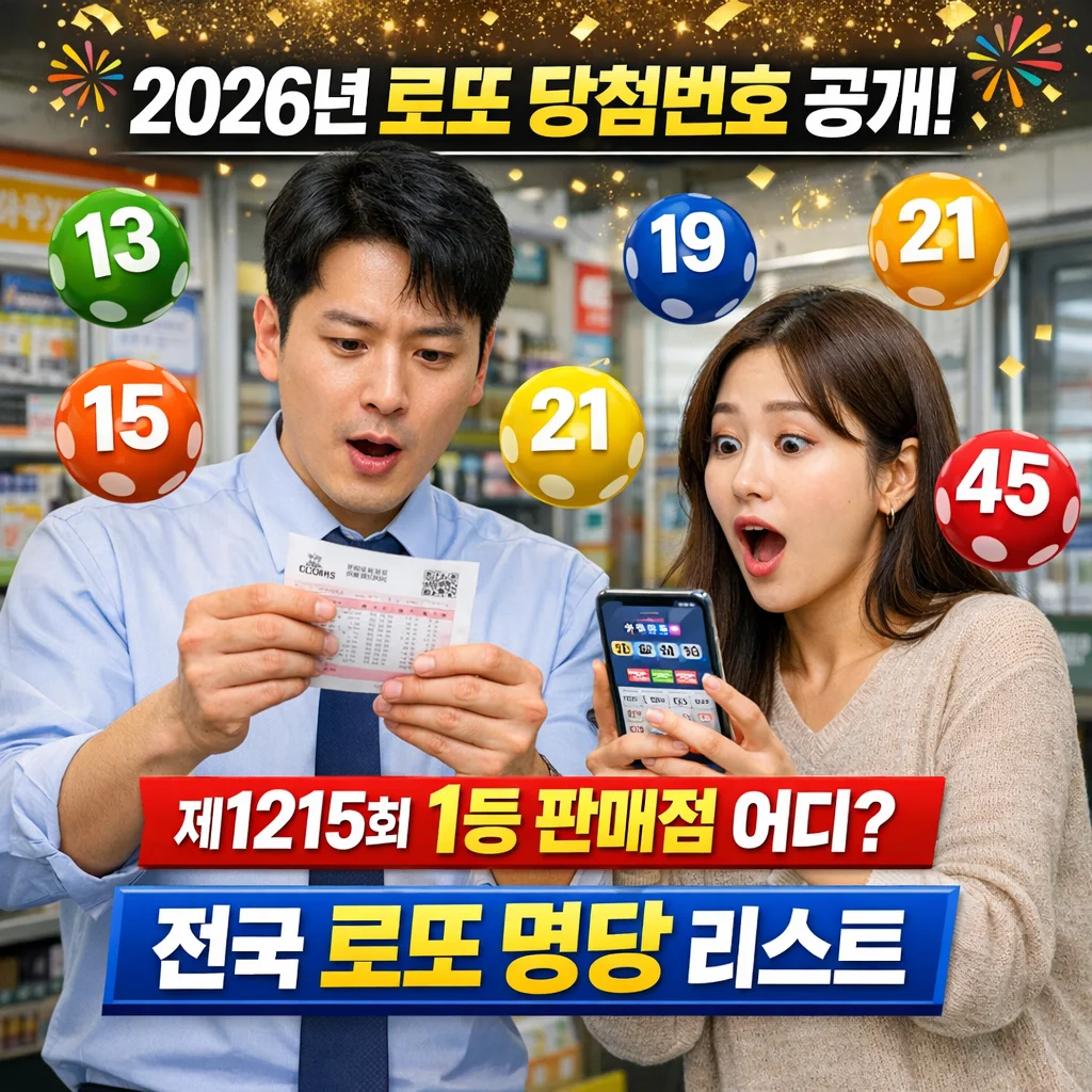 제1214회 로또 당첨 번호, 당첨 지역 판매점 리스트, 전국 로또 명당 리스트
