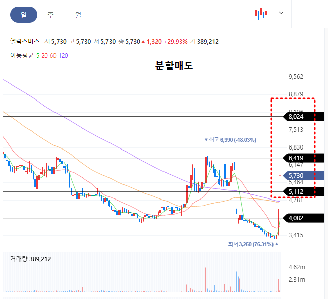 헬릭스미스 일봉차트