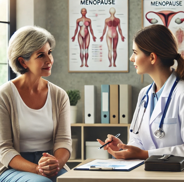 여성병원에서 상담받고 있는 중년 여성 사진