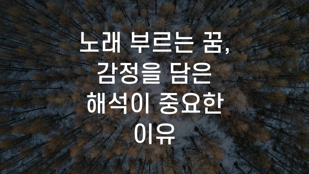 노래 부르는 꿈, 감정을 담은 해석이 중요한 이유