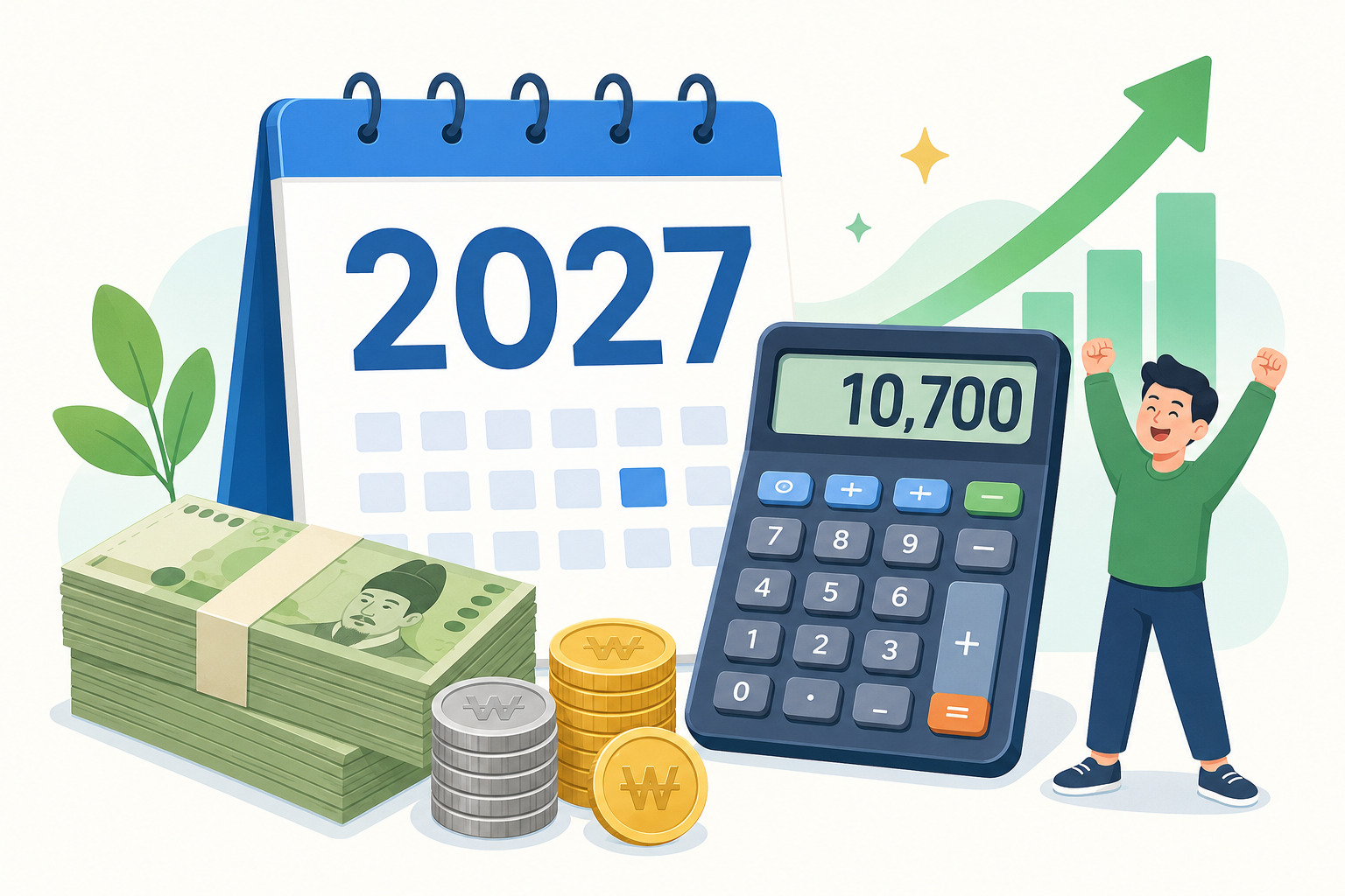 2027년 최저시급 계산법과 월급 및 연봉 환산액 인포그래픽 이미지