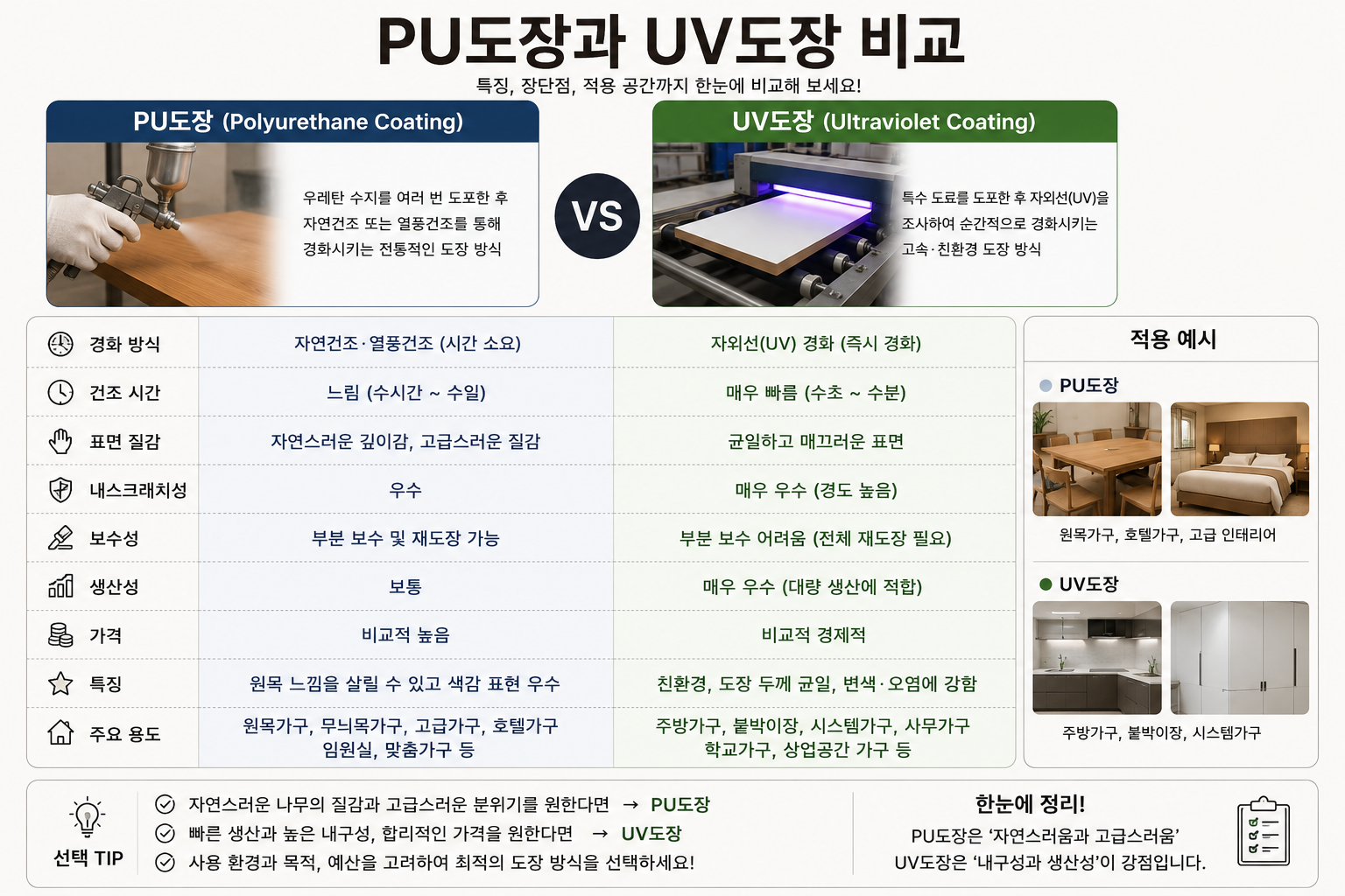 PU도장과 UV도장 비교