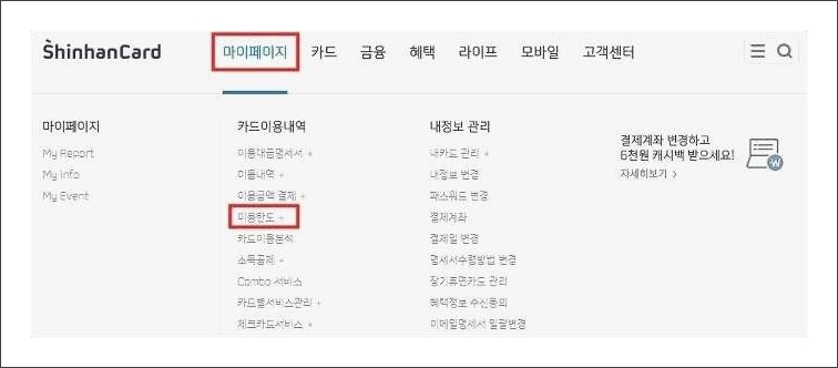 신한카드 한도조회 신한카드 한도조회