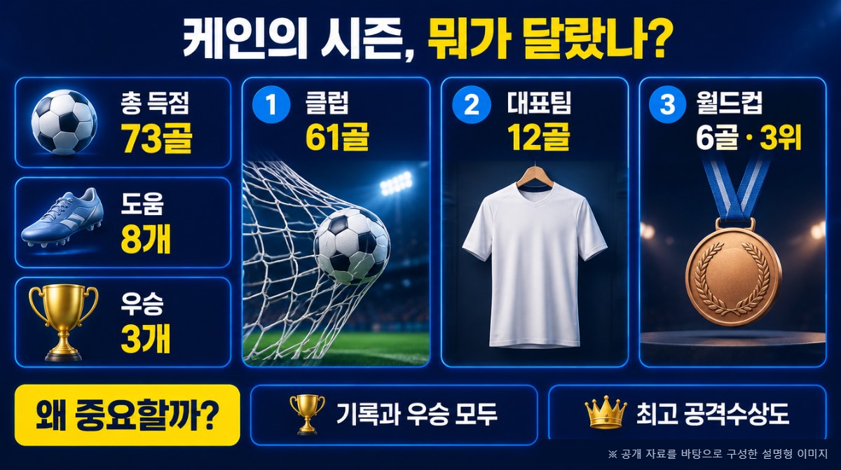 케인 2025-26 시즌 기록 정리 인포그래픽 (AI 생성 이미지)