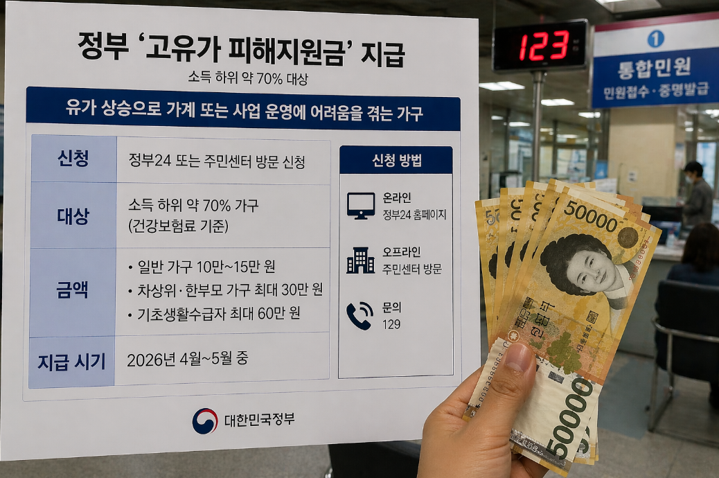 고유가 피해지원금 최대 60만원, 신청 조건 대상 방법 3분 완벽 정리