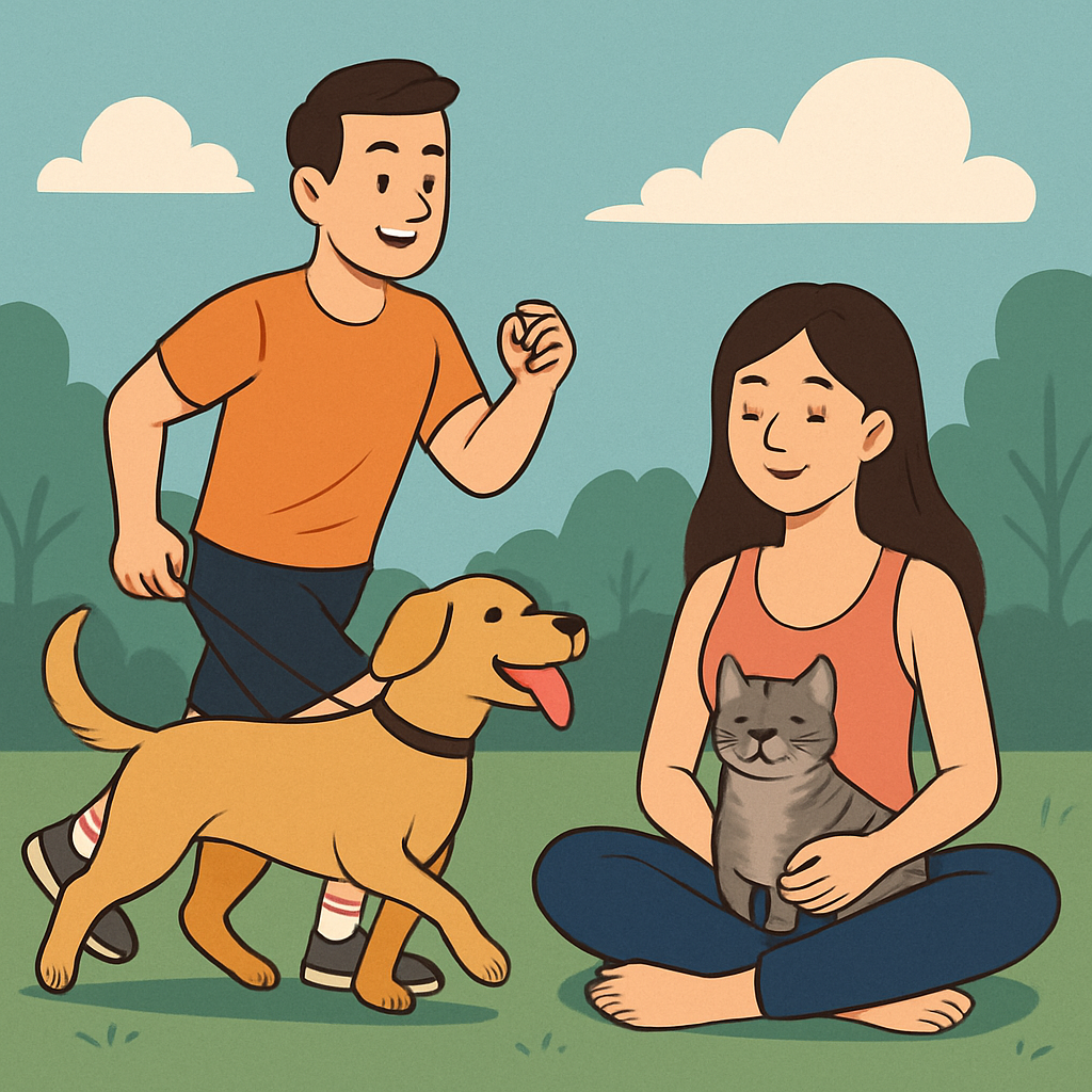 변려동물과 함께하는 삶을 통해 건강하고 행복한 모습의 이미지