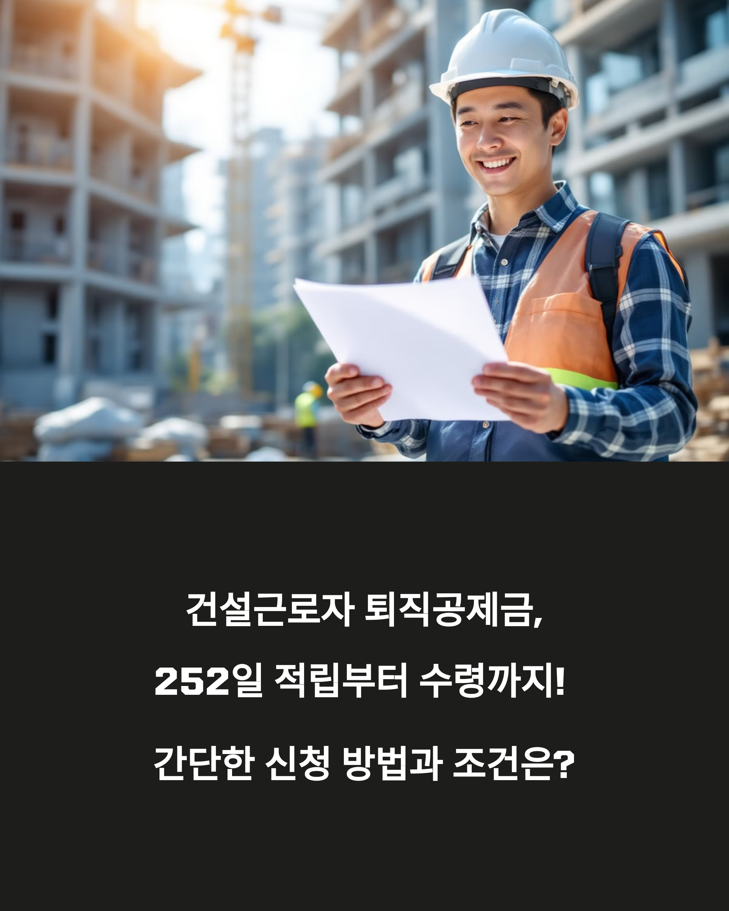 건설근로자 퇴직공제금, 252일 적립부터 수령까지! 간단한 신청 방법과 조건은