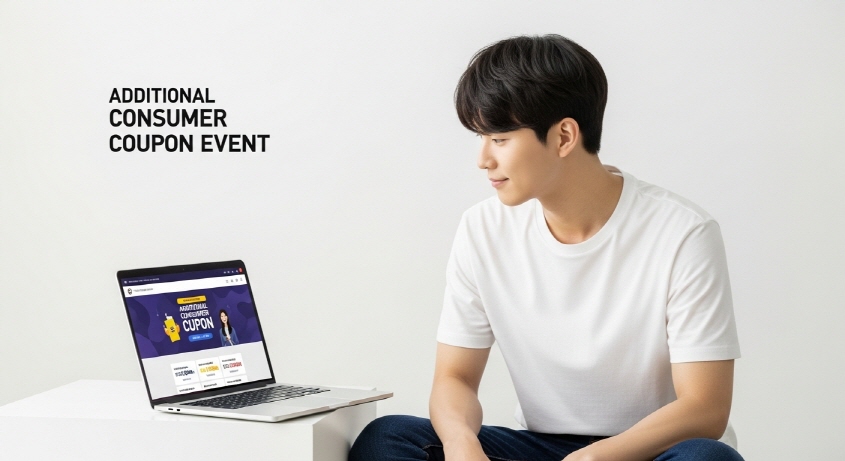 노트북으로 신청 화면 보는 청년