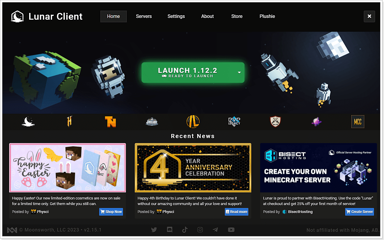 Minecraft-Lunar-Client-실행-모습