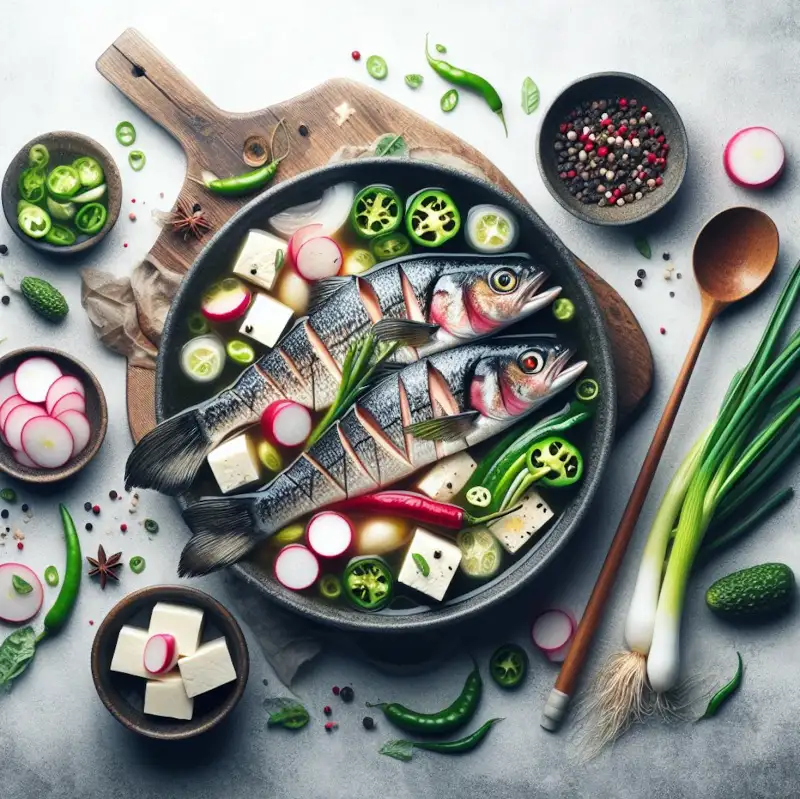 두부-청양고추-대파-재료들로-맑은동태탕을-요리하는-모습