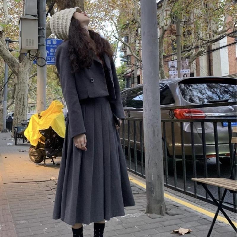 롱스커트셋업 겨울투피스 가을 여성 정장 세트