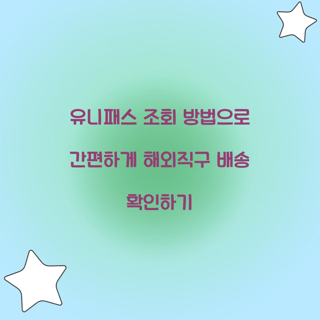 유니패스 조회 방법