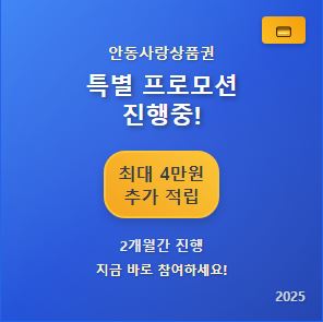 안동사랑상품권 프로모션 2025년 2개월간 최대 4만원 추가 적립 혜택