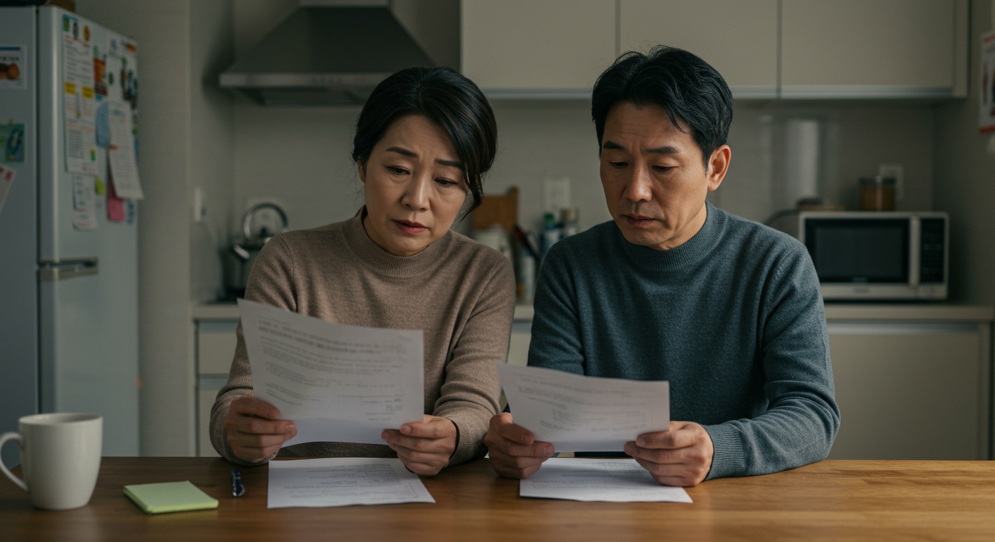복지 상담을 받는 중년 부부의 모습