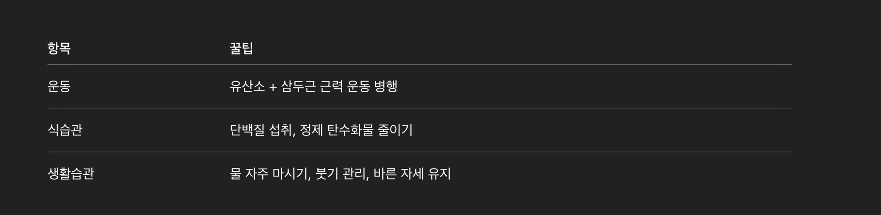 팔 라인 슬림해지기 꿀팁 요약