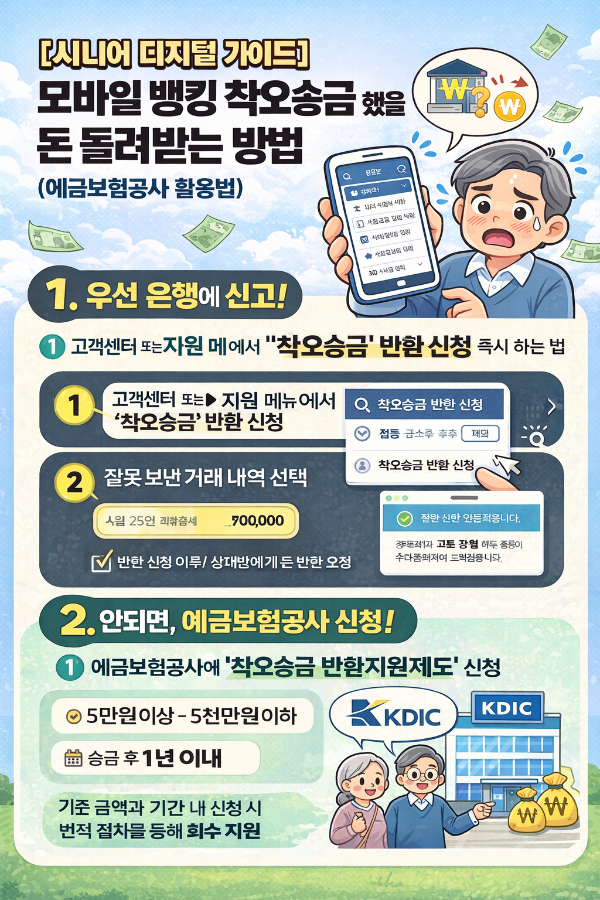 모바일 뱅킹 착오송금했을때 돈 돌려받는방법