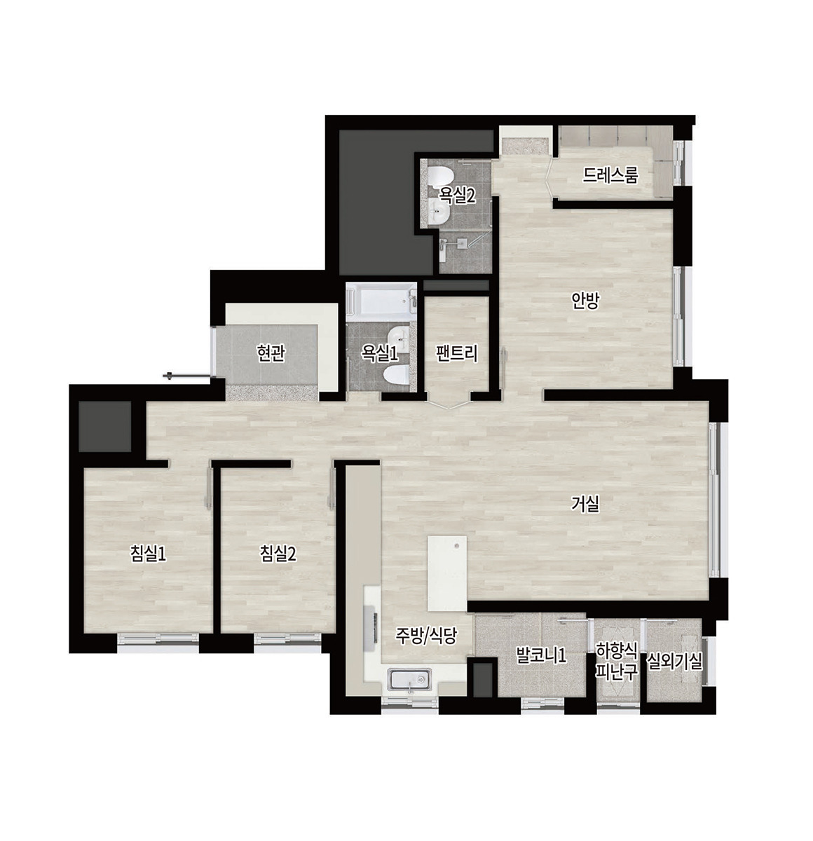 풍무역 롯데캐슬 시그니처 - 75C 평면도