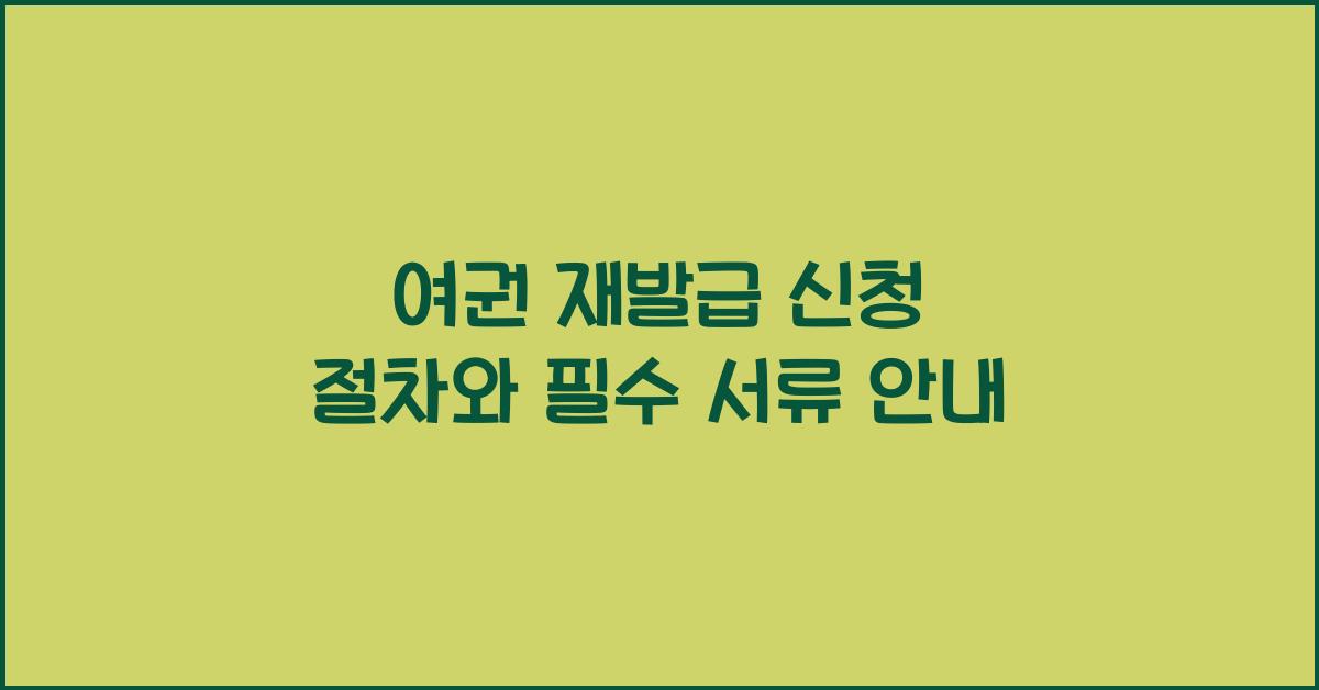 여권 재발급 신청