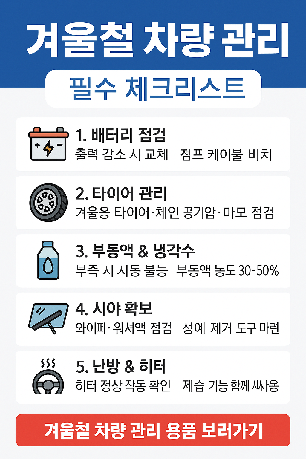 겨울철 차량 관리법, 안전한 운전을 위한 필수 체크리스트