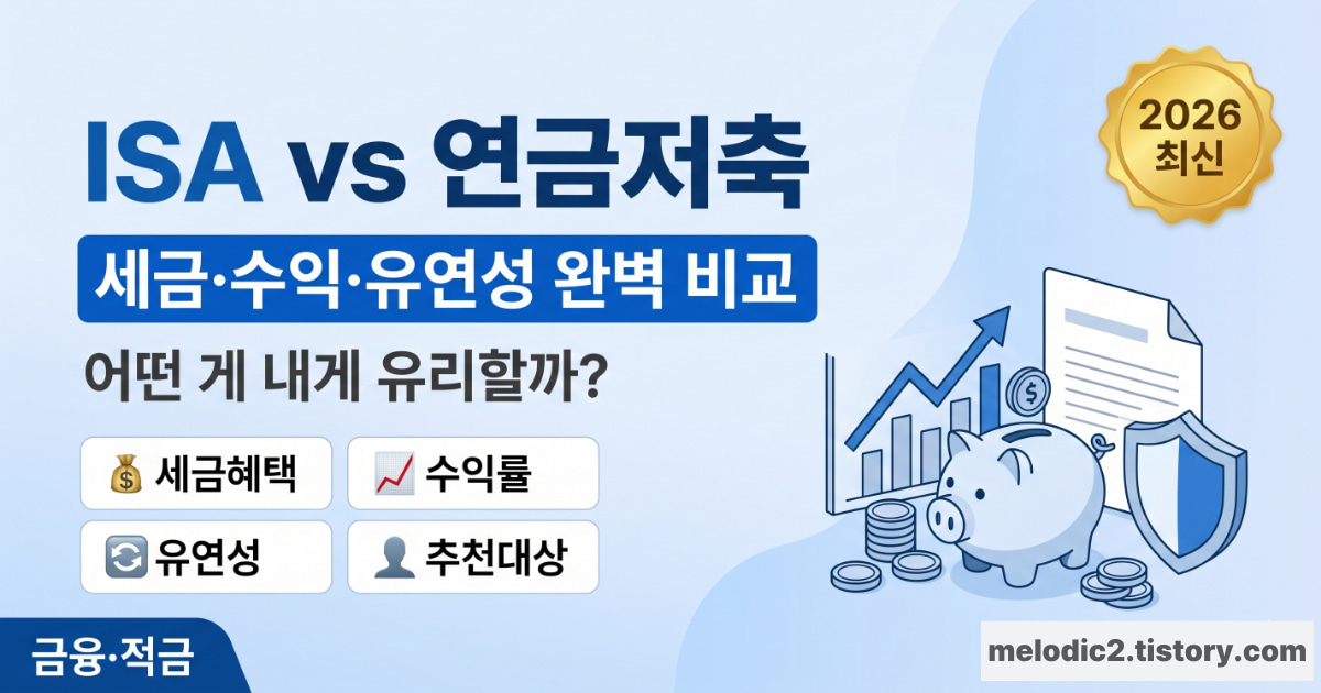 ISA vs 연금저축 차이 세금혜택 수익 비교 2026 안내