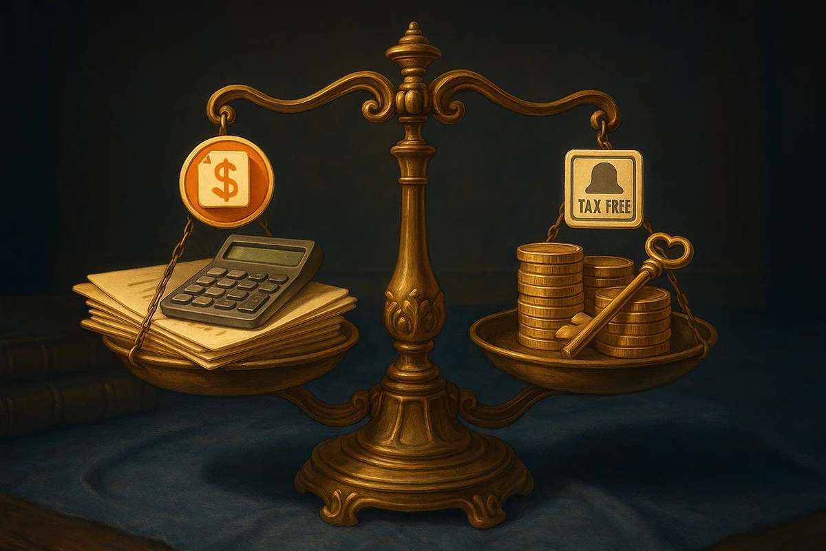 연금보험과 연금저축을 저울에 올려놓고 비교하는 모습, 한쪽에는 '납입시 세액공제', 다른 쪽에는 '수령시 비과세' 라벨이 붙어있음