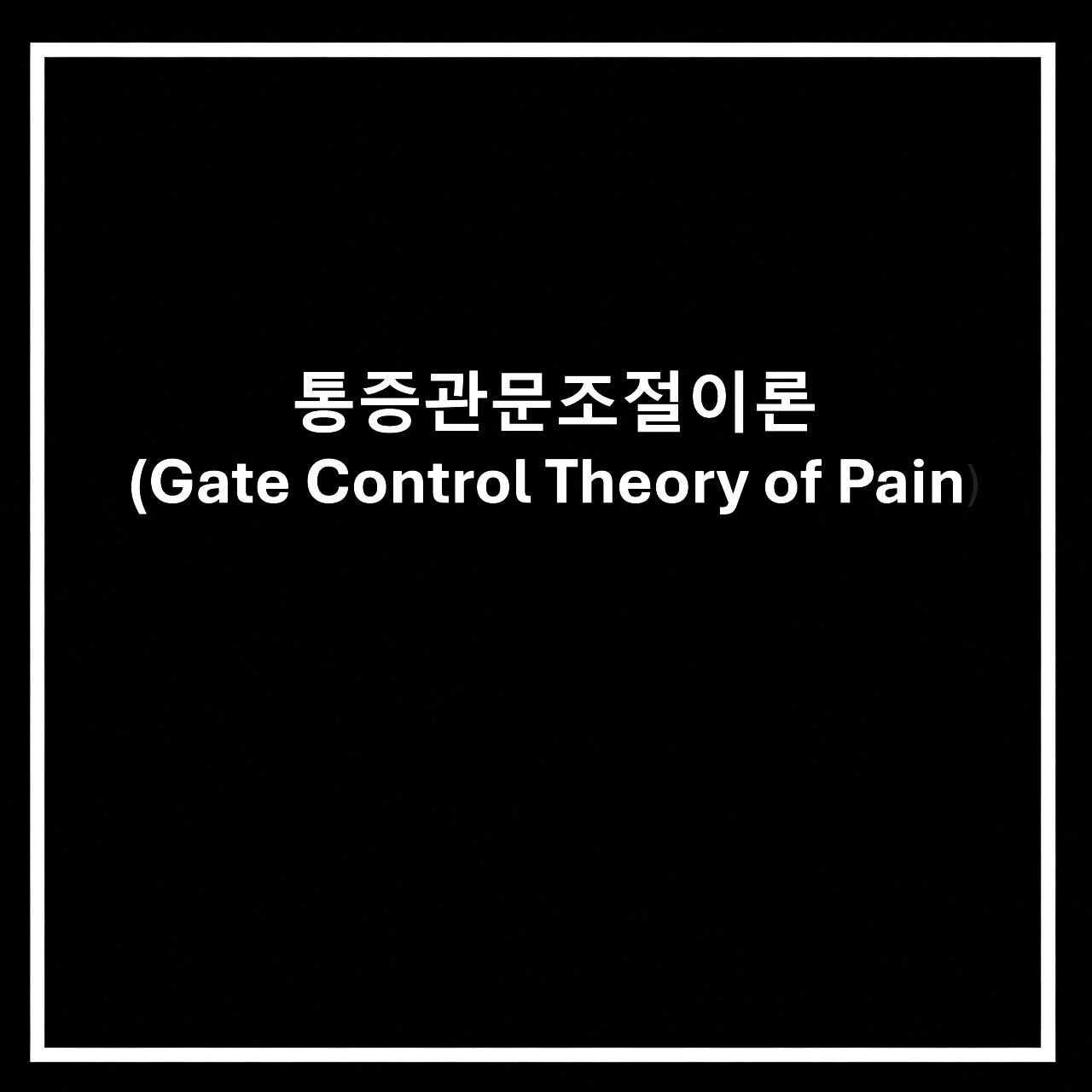 통증관문조절이론-Gate Control Theory of Pain