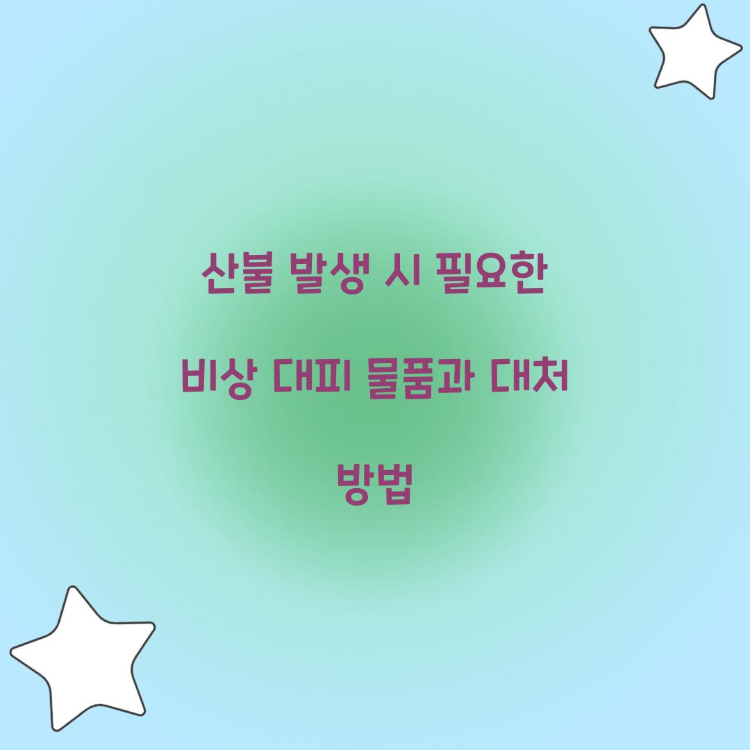 산불 발생 시 필요한 비상 대피 물품