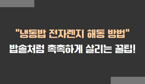 냉동밥 전자렌지 해동법
