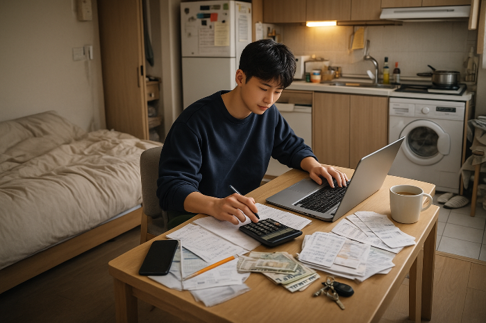 2030 세대의 주거 비용 계산 장면