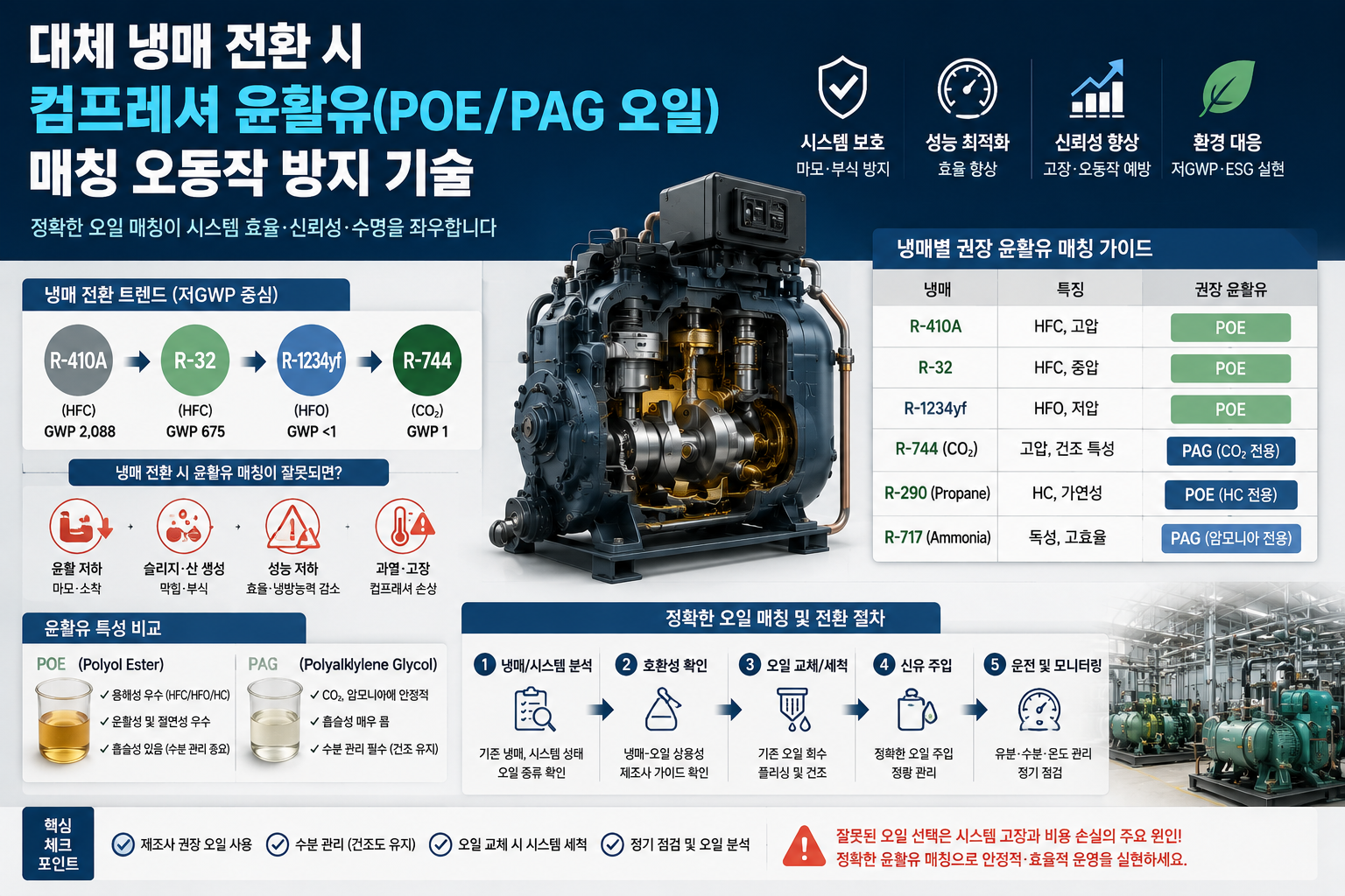 대체 냉매 전환 시 컴프레셔 윤활유