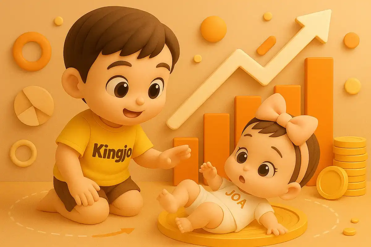 어린이 스타일의 금융 성장 컨셉 일러스트