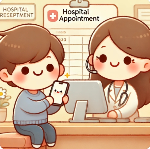 건강검진 예약하는 모습을 표현한 이미지