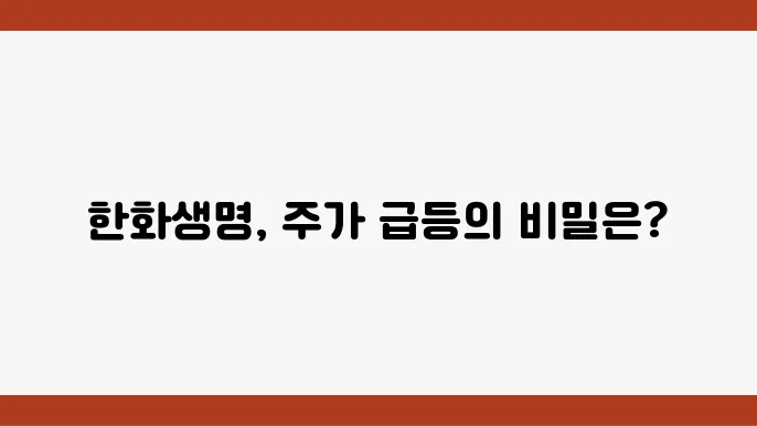 한화생명 주가 최근 동향